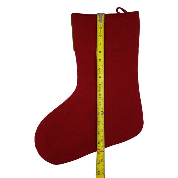 Santa and Reindeer Christmas Stockings Wool Rayon Red Green and White Preowne - Picture 7 of 14